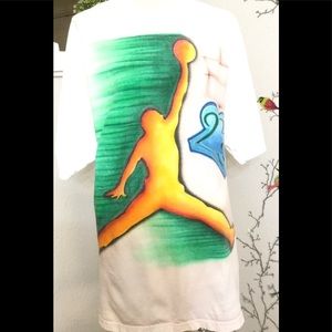 Jumpman Spray Painted #23 On White T-shirt Sz. XL
